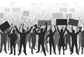 Crowd of protesters. Revolution and demonstration. Horizontal banner Royalty Free Stock Photo